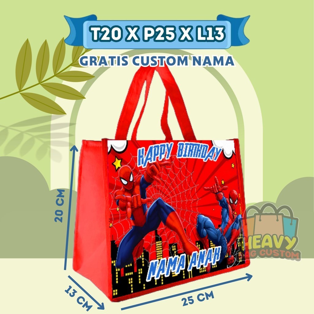 

PAKET 50 PCS Tas Ulang Tahun Goodie Bag Anak Bingkisan Snack KFC Gratis Custom Nama Murah Kain tile anak selamatan rumah baru merah craim tas & hadiah pesta tile anak