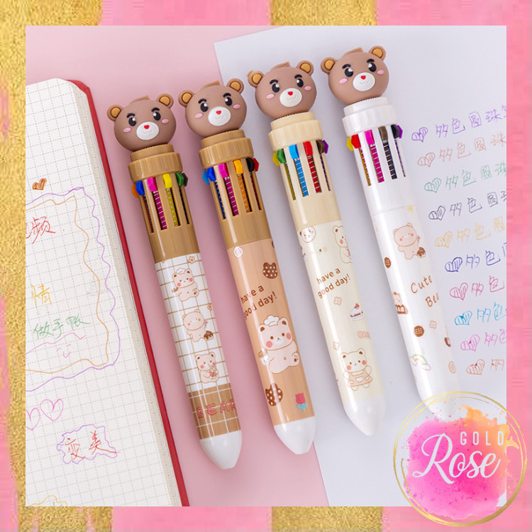 

ℛ - S6271 Bolpoin Karakter Beruang Lucu / Pulpen Mekanik 10 Warna