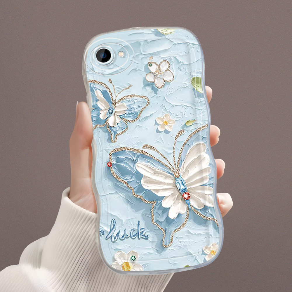 Casing Hp Untuk Vivo Y71 Y71i 1801 1724 Phone Case Bergelombang Cover Blue Butterfly Softcase Cassin