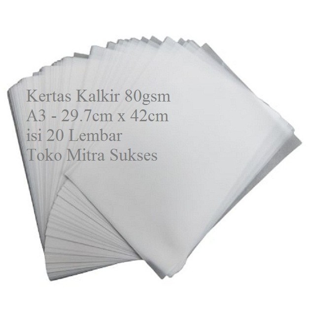 

promo ✨ -Kertas Kalkir A3 80gsm - 29.7cm x 42cm isi 20 Lembar - A3