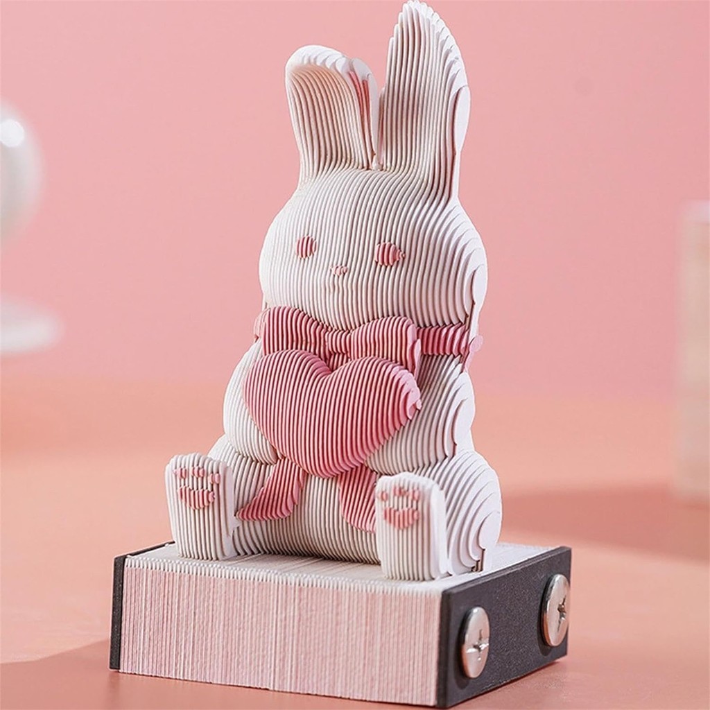 

3d Tear Off Year Of The Rabbit Note Sticker Tear Off Paper Display Rabbit Sculpture Cute Notepad Cute Large Desk Calendar 2024