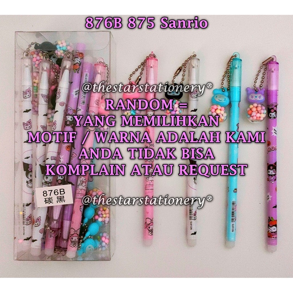 

(1 Biji) GROSIR Bolpen Gantung Sanrio 876B 875 / Pulpen Gantungan Sanrio Bola Bola Kecil / Gel Pen