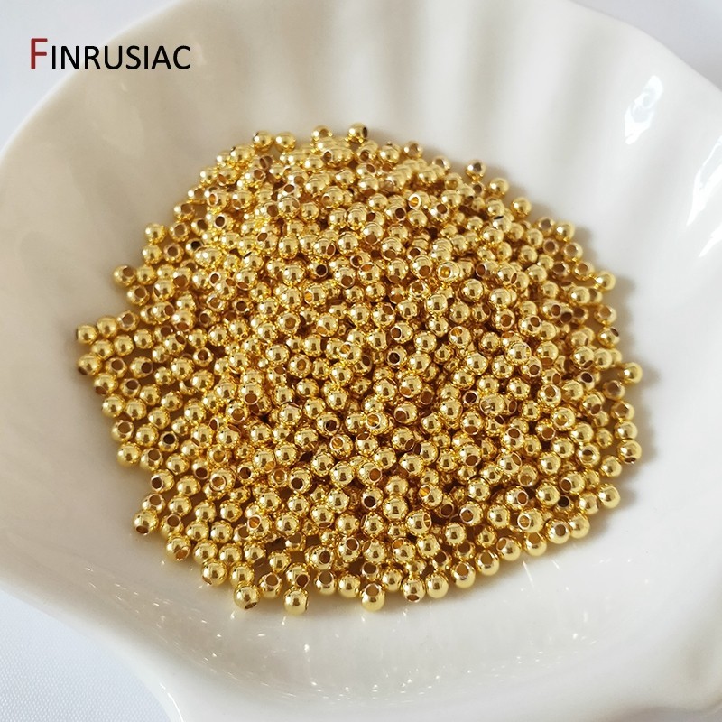 14k/18k real gold plated Round 2/2.5/3/4/5/6mm Spacer Beads For Jewelry making Beads Accessories Fin