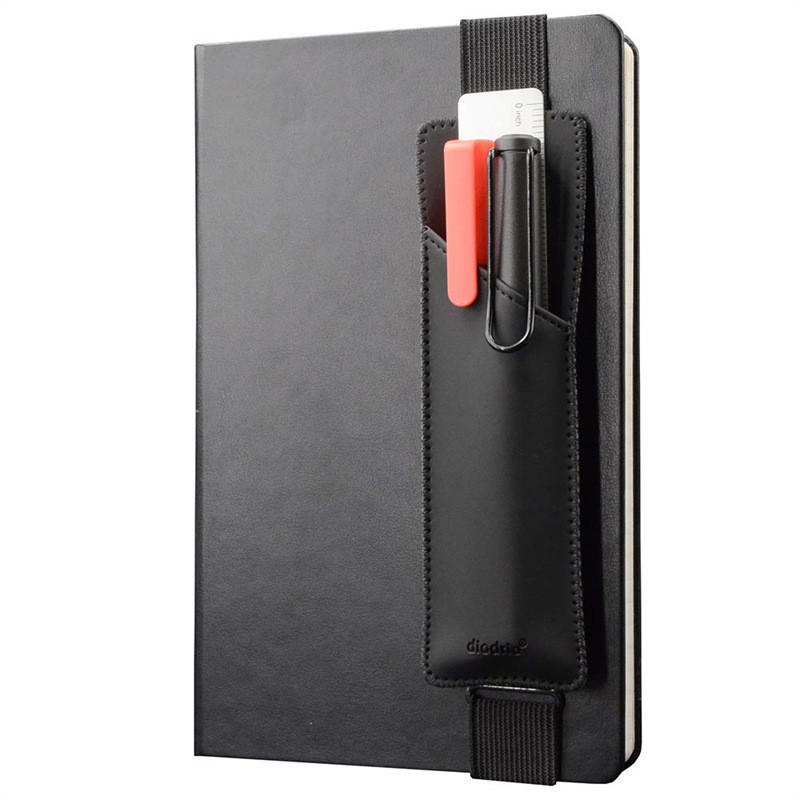 

Adjustable Elastic Band Pen Holder Simple Color Adjustable PU Pen Sleeve Pouch Square Students Notebook Book Page Pen Clip