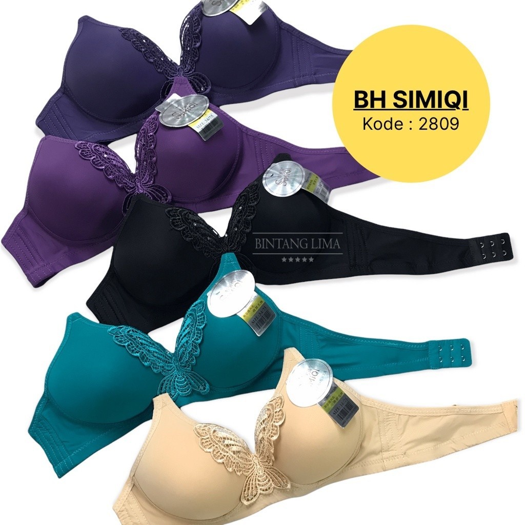 3 PCS | BH Wanita Dewasa Simiqi 2809 Motif Renda Kupu - Kupu kait 2 | BRA kualitas Lingcao | NYAMAN 