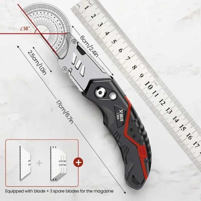 

Pisau Cutter Lipat Folding Utility Knife Angle Adjustable 18mm
