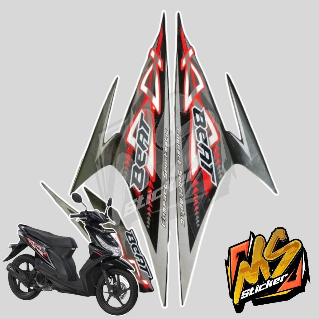 STICKER STIKER POLET LIS STRIPING MOTOR FULL BODY HONDA BEAT LAMA BEAT KARBU WARNA HITAM MERAH ABU A