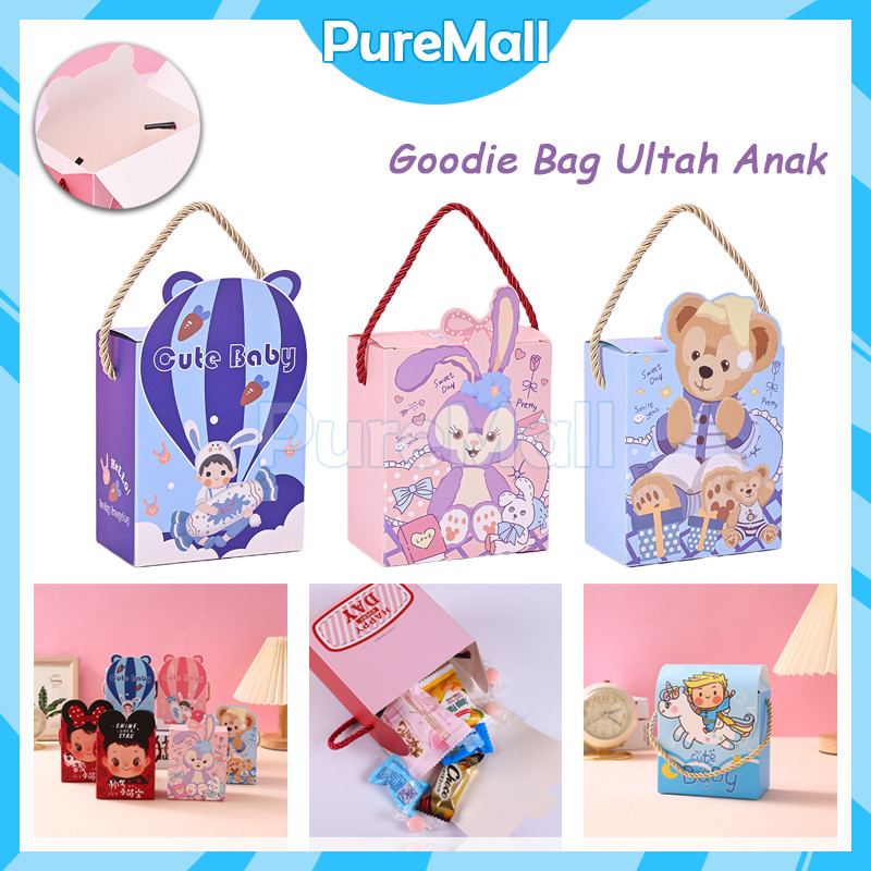 

paper bag ulang tahun anak bear cute baby tas kado / tas hadiah sovenir ulang tahun