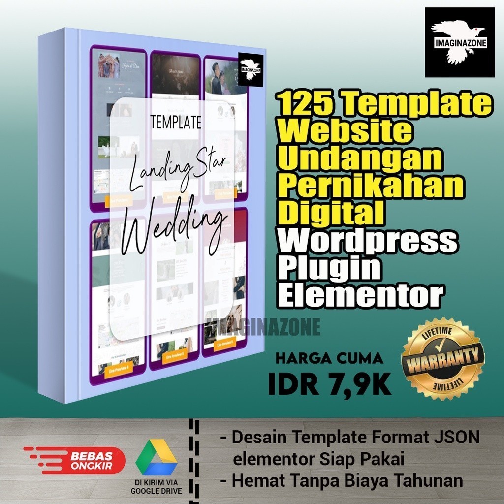 MURAH Template Undangan Digital Wordpress Plugin Elementor LANDING STAR WEDDING - 125 Template Siap 