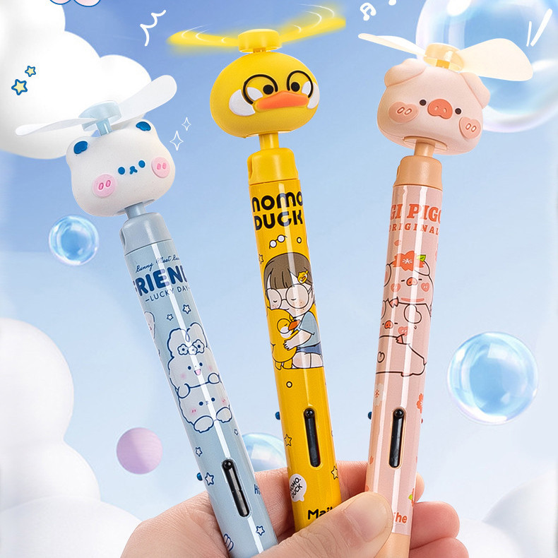 

Creative Fan Pen 180 ° Rotation Cute Cartoon Yellow Duck Mini Fan Multifunctional Black Ballpoint Pen Girl Student Stationery