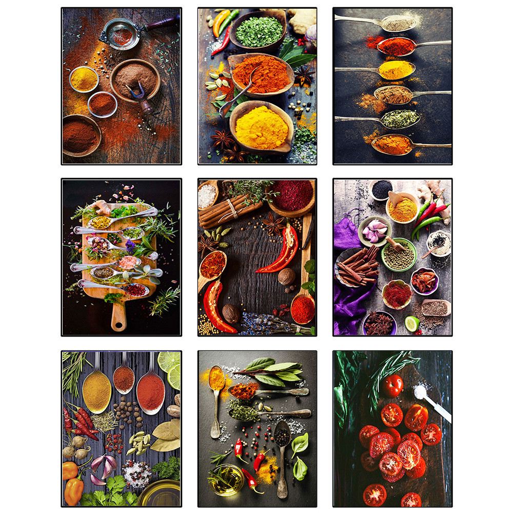 Diamond Painting Full SquareRound Diamond Seasoning kitchen Pattern Embroidery Cross Stitch 5D Rhine