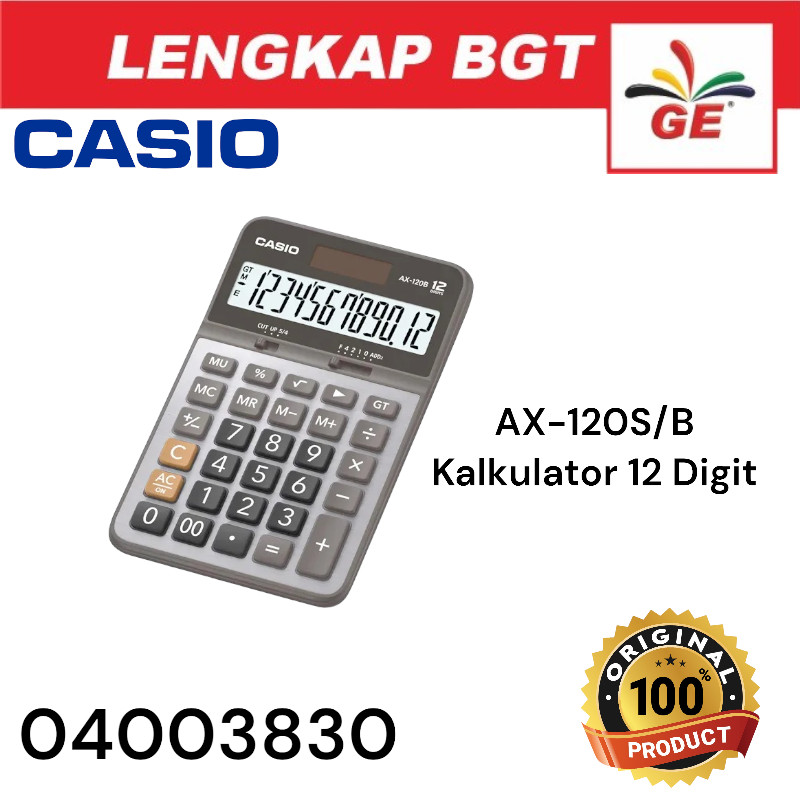 

CASIO AX-120S/B Kalkulator Meja Desktop 12 Digit - 04003830