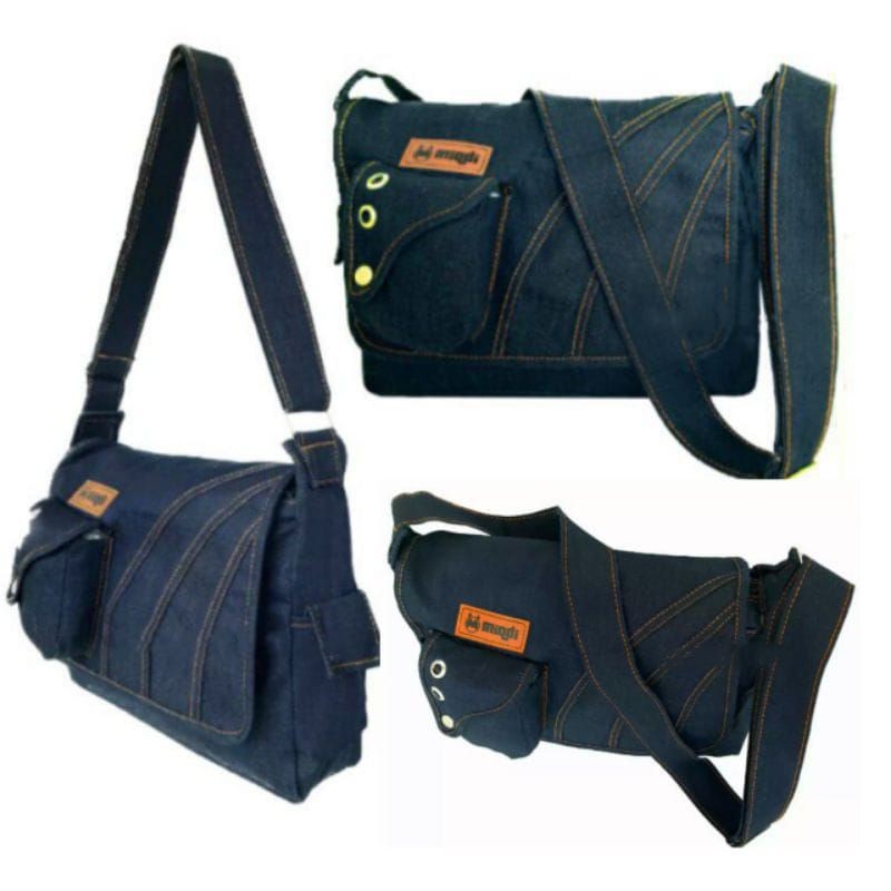 Bennteny.id || TAS SELEMPANG BAHAN JEANS FULL DENIM PRIA WANITA TAS KULIAH KERJA MIQDI COSMIC