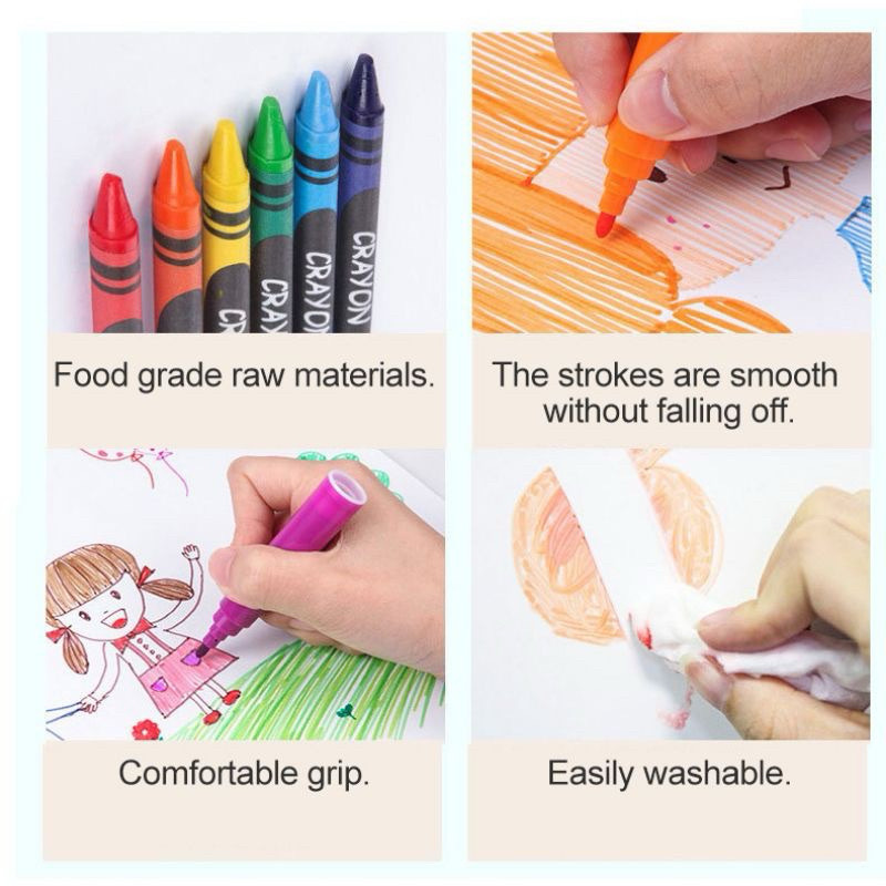 Best Deals (Bisa Cod) Pensil Warna Anak Set Koper 150 Pcs Crayon Art Set Alat Mewarnai Dan Melukis