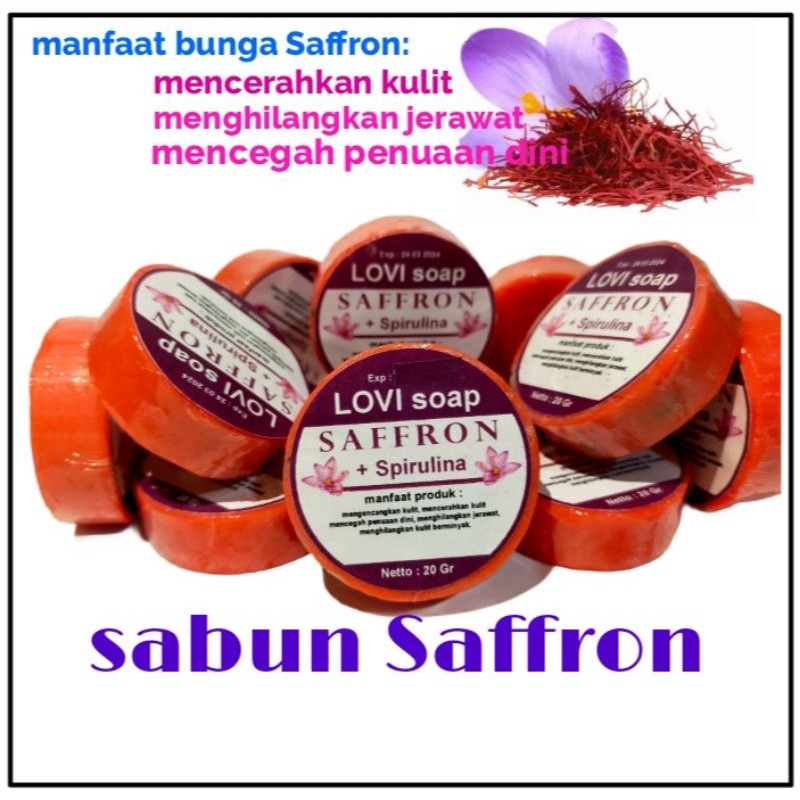 Sabun Safron Original 100 % Asli - Saffron Plus Spirulina Pemutih Wajah 20 gram LOVI