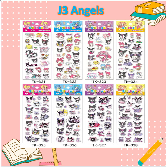 

J3 - 10 lbr Stiker 3D timbul sanrio Stickers label kuromi melody