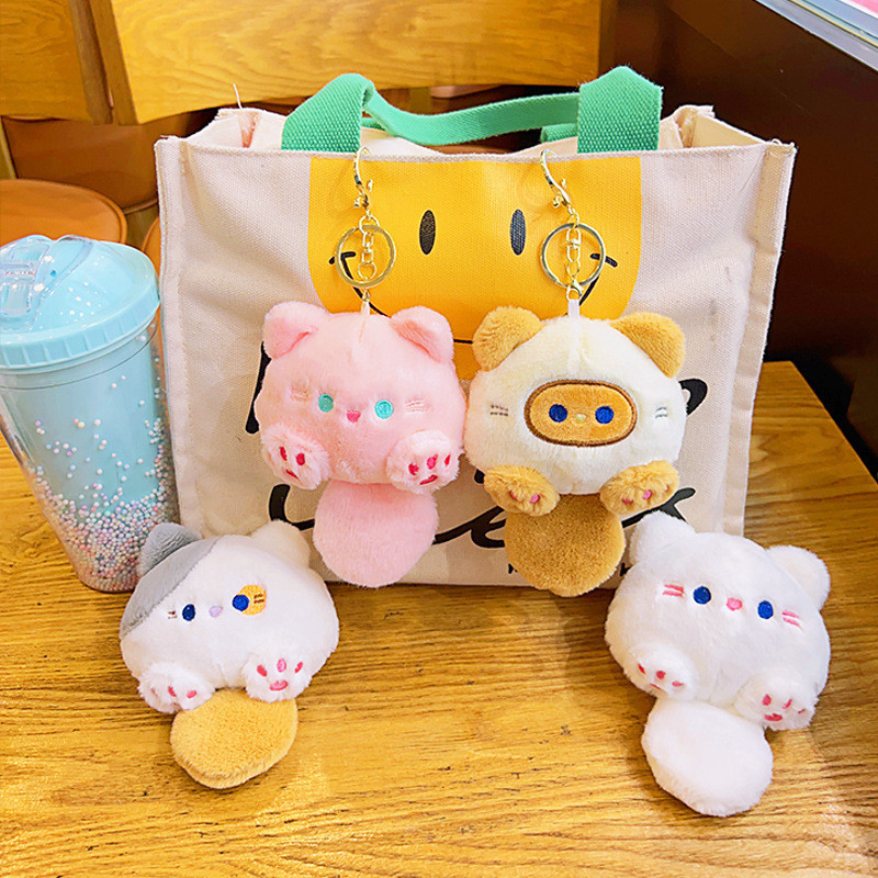 Gantungan Kunci Boneka Kucing Fluffy Bunyi Lucu