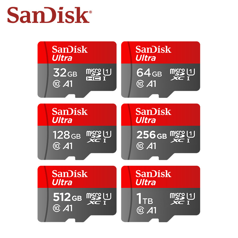 Original SanDisk Micro SD Card C10 32GB 64GB 128GB 256GB 512GB Up to 150MB/s Microsd Memory Card 1TB