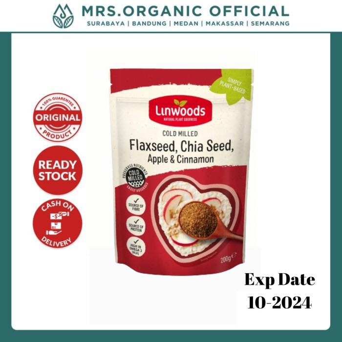 

Linwoods Milled Flaxseed Chia Seed Apple & Cinnamon 200 gr - Nutrisi Diet Fitness