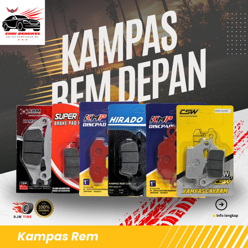 CHOI Discpad Hirado Motor Mio M3 Disped Kampas Rem Depan Motor Mio M3 Mio Z Fino