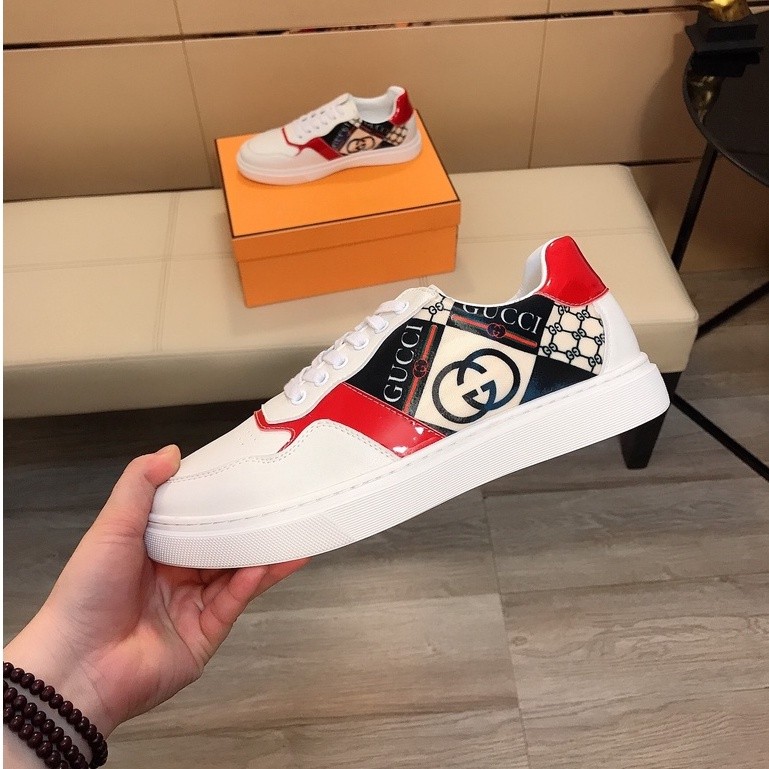 Gucci Luxurious Minimalism Fashion Men Casual Shoes Sneakers White Red Gucci Logo