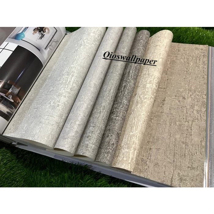 Wallpaper Dinding Polos Semen Acian Abstrak Tebal Vintage Abu Cream 10meter