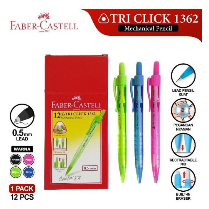 

[KIRIMHARIINI] Pensil Mekanik Faber Castell Tri Click 1362 0.5 mm