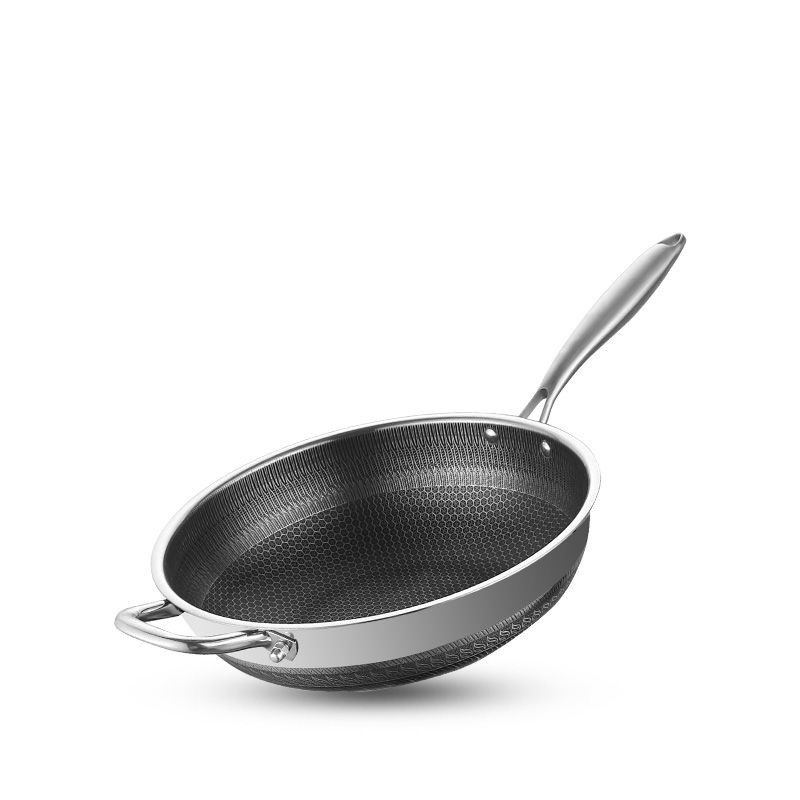 316 stainless steel non-pressing wok induction frying pan for induction