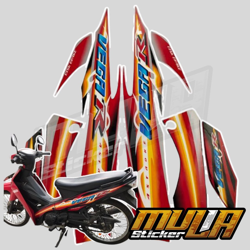 STICKER STIKER POLET LIS STRIPING MOTOR FULL BODY YAMAHA VEGA R NEW WARNA MERAH HITAM KUNING