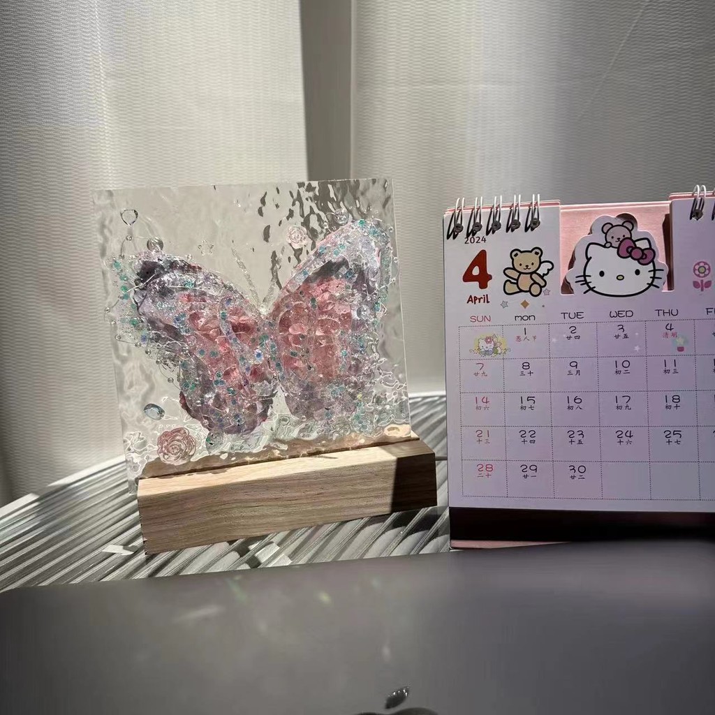 

Creative 3D Dream Butterfly Handmade DIY Water Ripple Glass Painting Nightlight Hand painted Qixi Valentine's Day Gift
