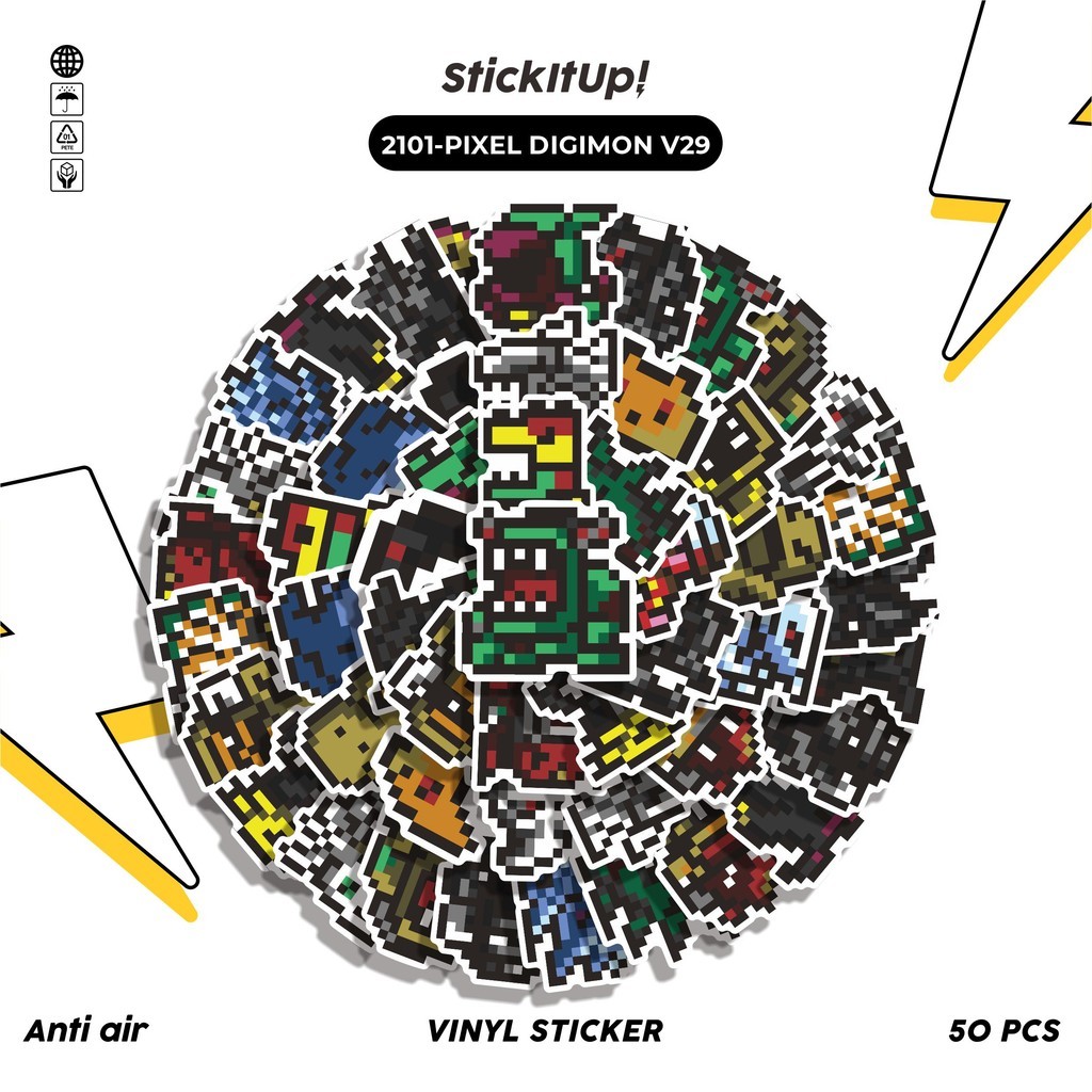 

COD✨ 50 Pcs Stiker PIXEL DIGIMON V29 Lucu Anti Air Untuk Dekorasi Notebook Sepeda Skateboard Handphone DIY