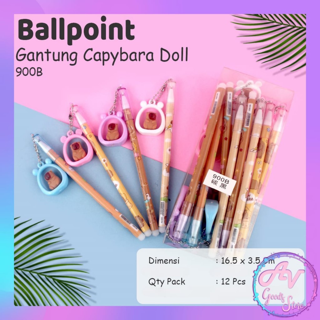 

Ballpoint Gantung Capybara 900B (12pcs) / 1 Lusin Pulpen Gantung Gel Karakter Fancy