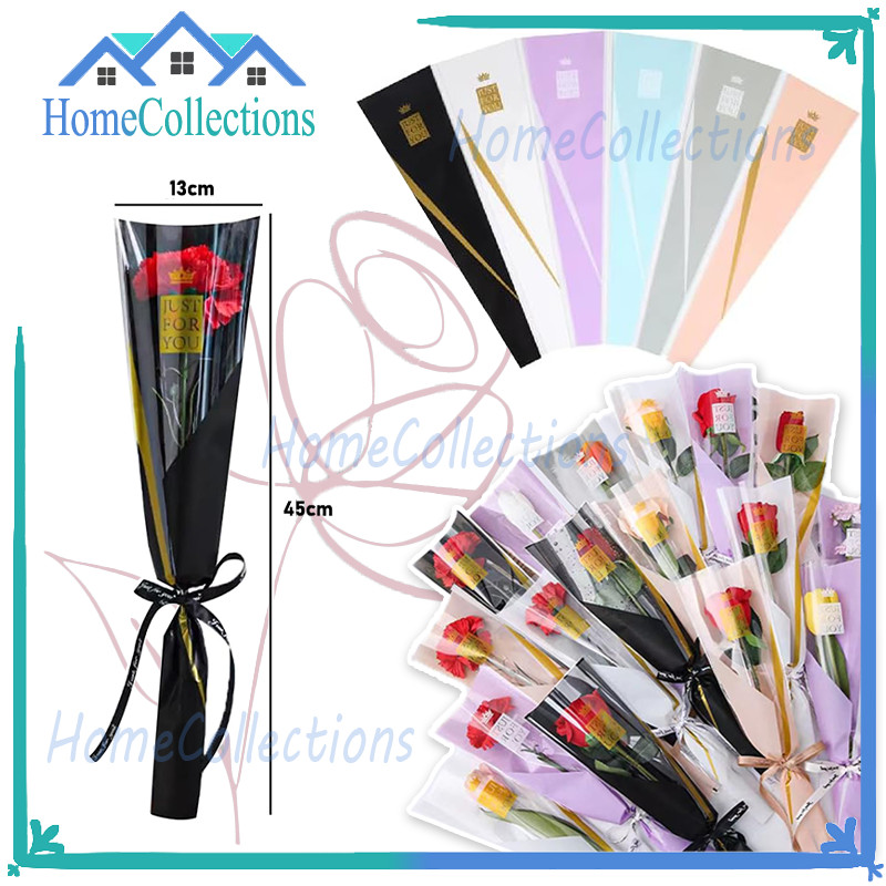 

(50 Lembar)Single Stalk Rose Bunga Plastic Bag/Plastik Single Flower Single Stalk Rose Bungkus/Wrapping Plastik Mini Bucket Bunga