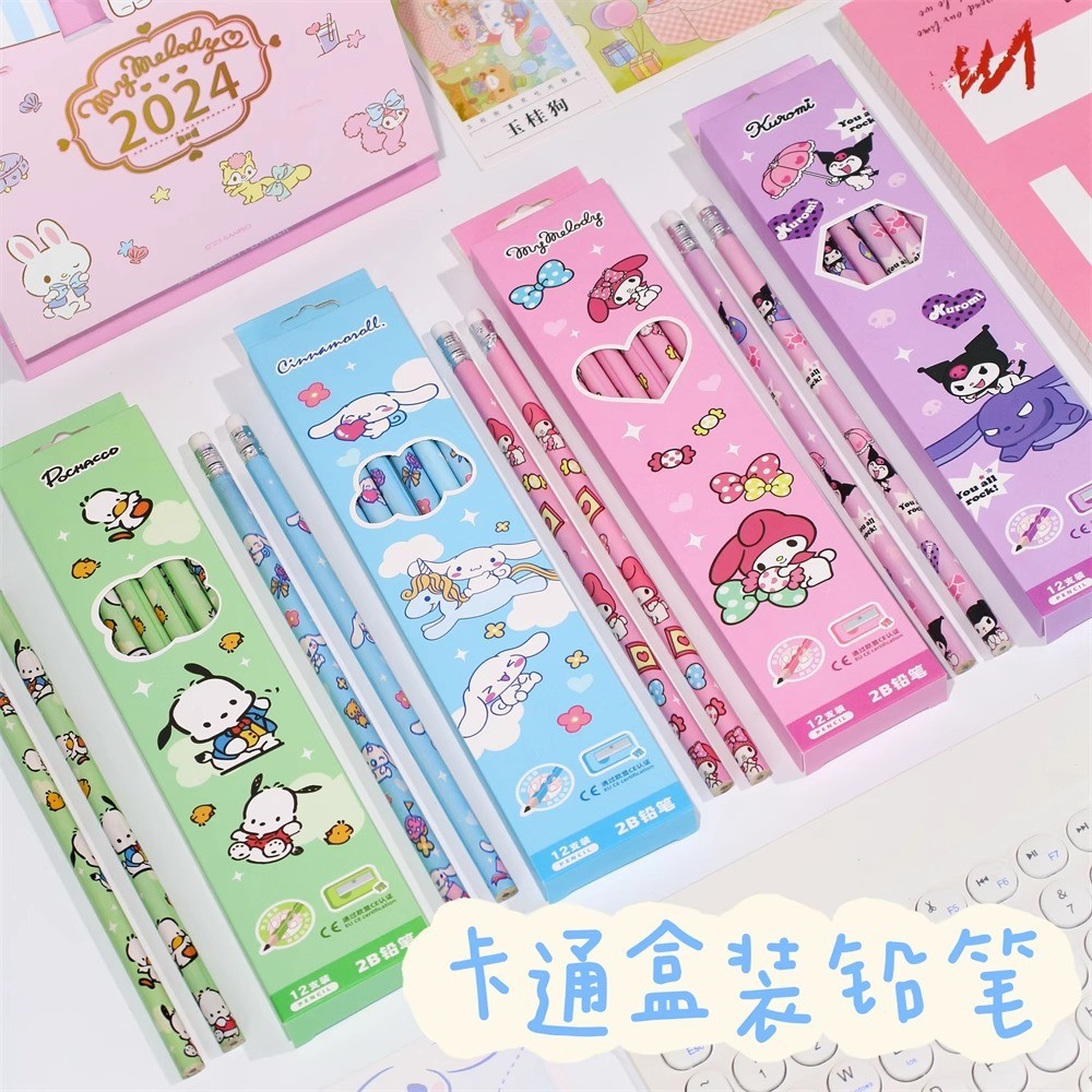 

(12 pcs) Pensil 2B Karakter / Pencil Kayu 2B Fancy Kartun Lucu Labubu Sanrio - BC0347