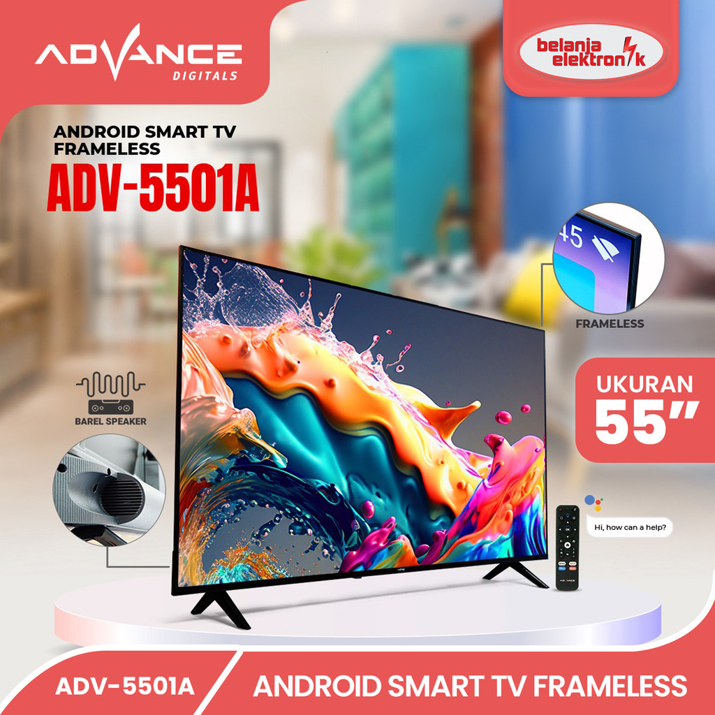 ADVANCE LED SMART TV FRAMELESS ANDROID 55 INCH ADV-5501A