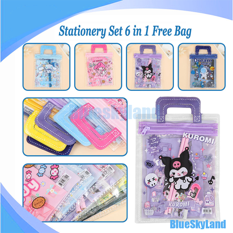 

Alat Tulis Set 6 in 1 Karakter Kuromi Murah Lucu Pouch Set Stationery Hadiah Anak Sanrio