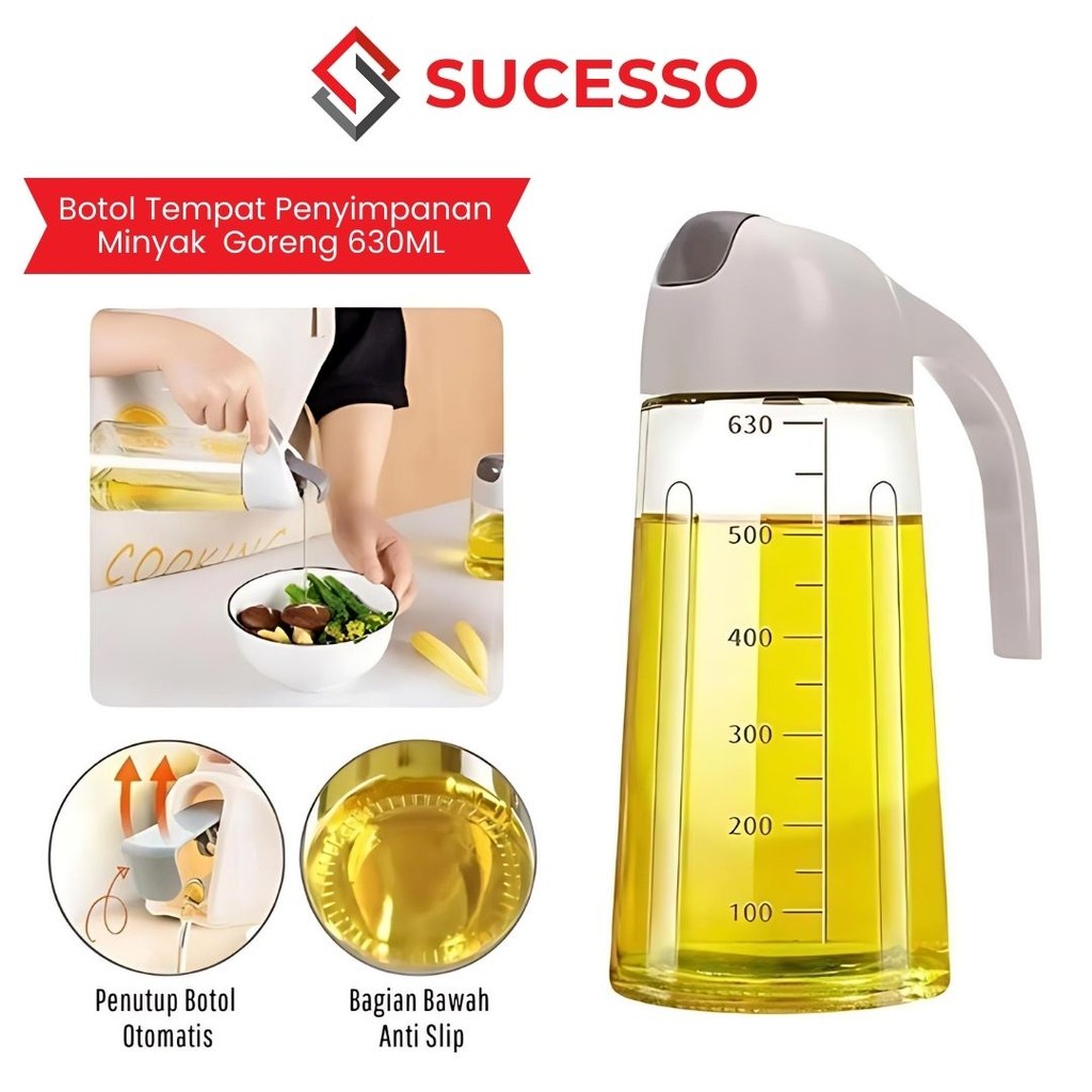 Botol Kaca Minyak 630ml Wadah Bumbu Dapur Oil Bottle Pot Kecap Souvenir Unik
