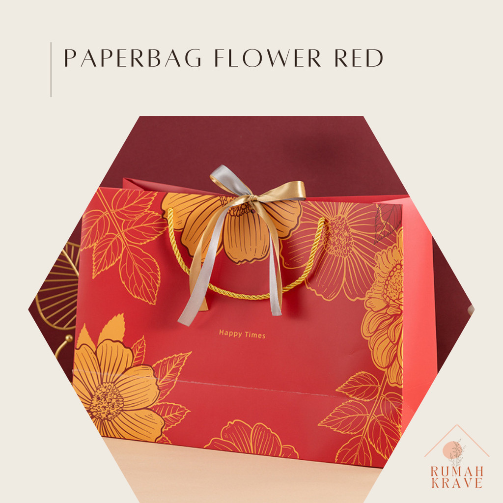 

RUMAH KRAVE - Paperbag Flower Red Bunga Tas Souvenir Goodie Bag