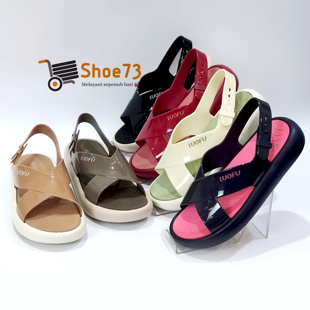 LUOFU E 7212 - SKTL6W SIZE 36-40 | Sandal Selop Tali Silang Jelly Wanita | Sendal Gunung Cewek Ringa