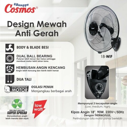 Cosmos WIF-1803S Kipas Angin Dinding 18 inch Tornado Wall Fan