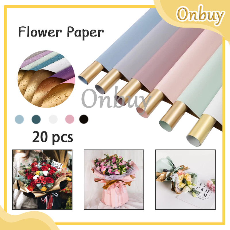 

[20 Lembar] Bicolor Gold Cellophane / Flower Wrapping / Kertas Bunga