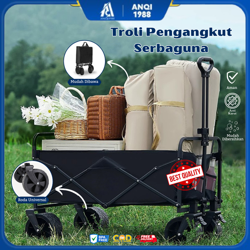 ANQI 1988 Troli Portabel Lipat 5 Inch Multifungsi Troli Lipat Roda 4 Outdoor / Troli Gerobak Portabl