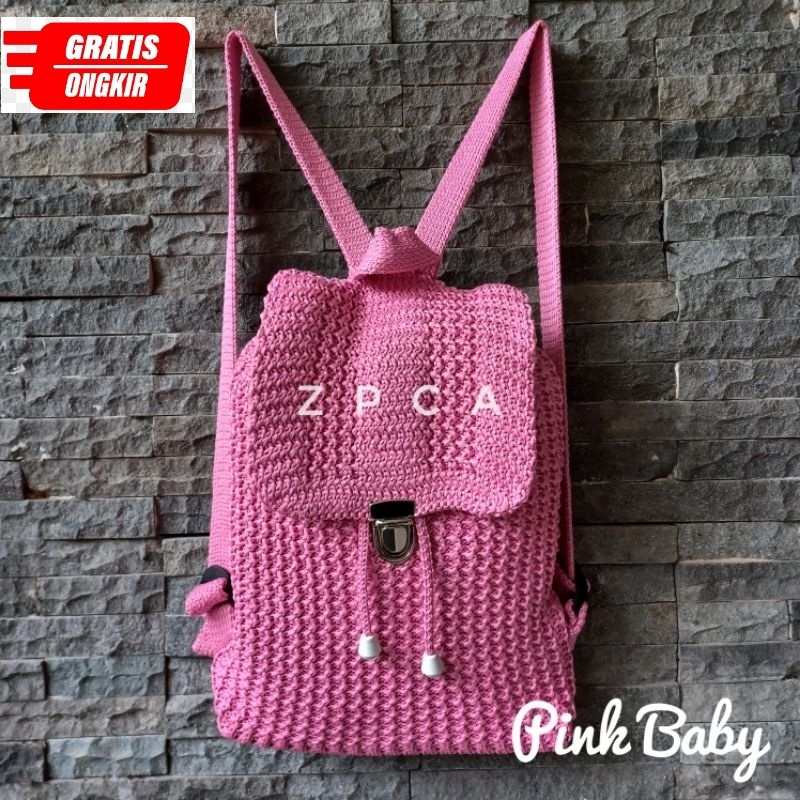 Tas Ransel Rajut Wanita Tas Gendong Kekinian