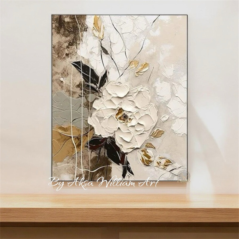 

lukisan dinding bunga aesthetic timbul