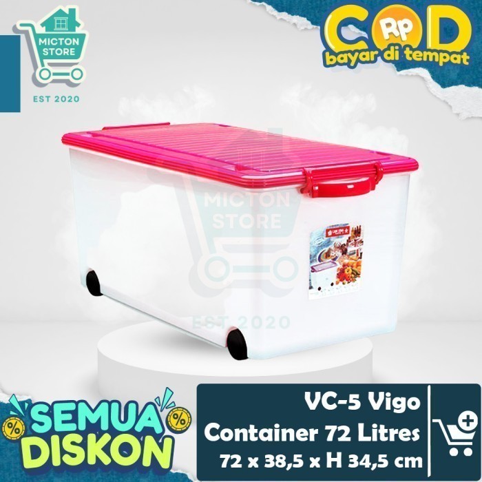 

BUNTON Lion Star VC-5 Vigo Container 72 Liter Kontainer Roda Box Kargo Krat Industri Baju Mainan Barang Serbaguna LionStar Plastik Berkualitas Murah Tahan Lama Anti Pecah Toples Penyimpanan Dapur Rumah Wadah Tempat Kotak Botol Keranjang Peralatan Makan