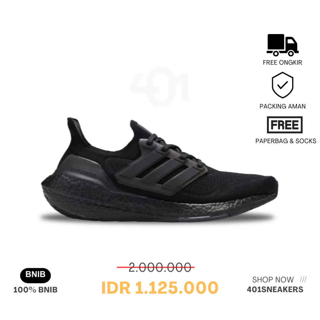 Sepatu Running Adidas Ultraboost 21 All Black