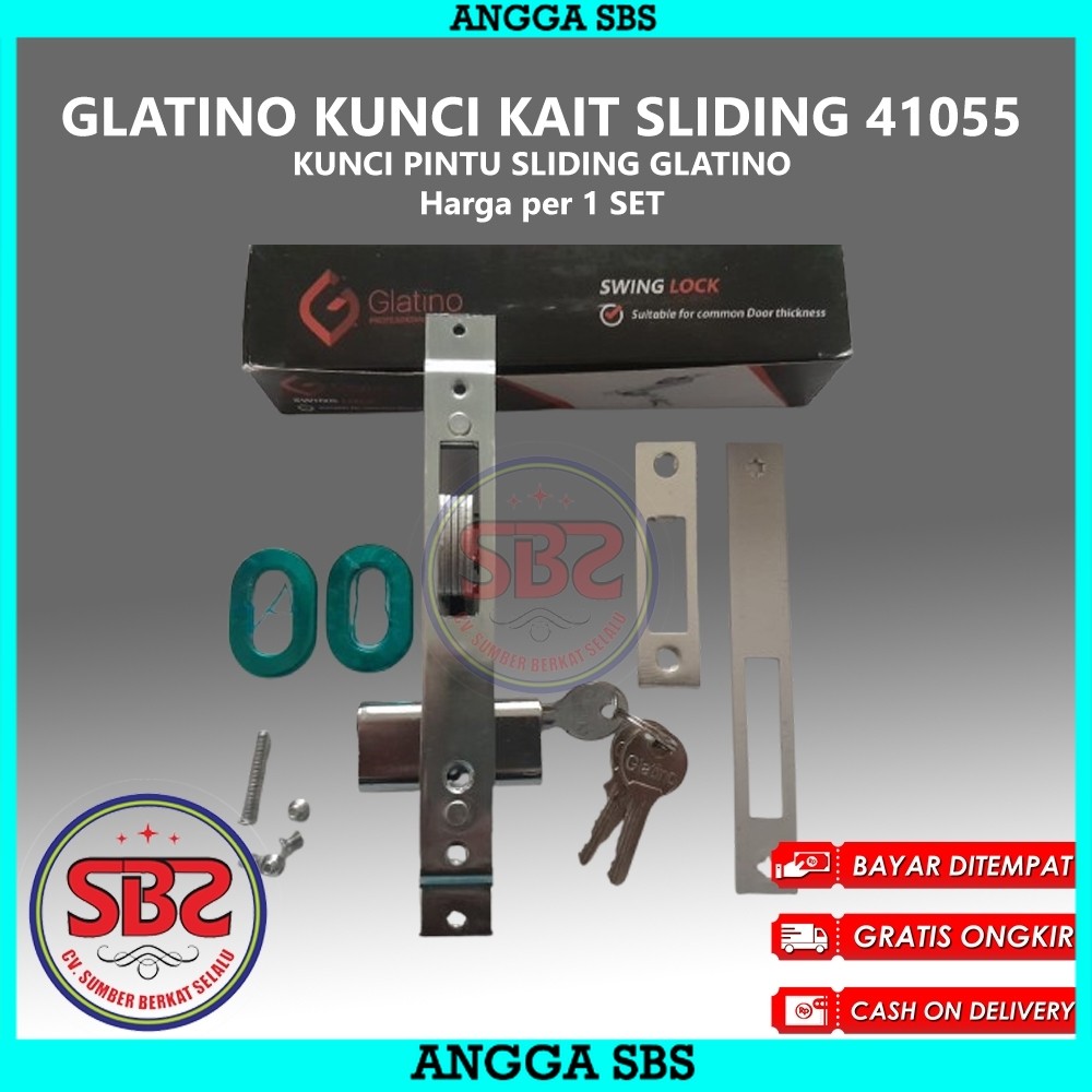 GLATINO Kunci Pintu Sliding KAIT Glatino 41055 / Kunci Pintu Almunium Sliding / Kunci Kait Pintu