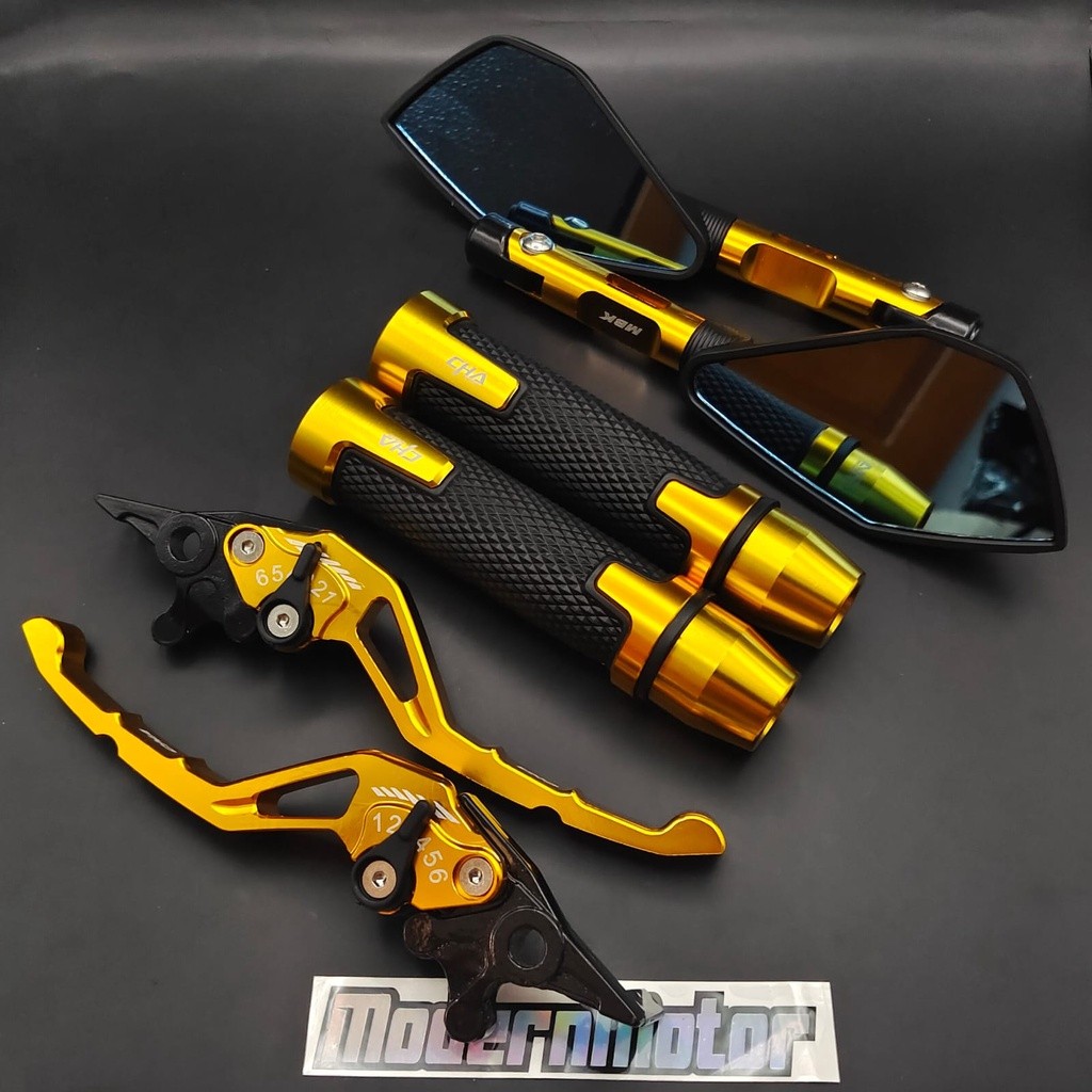 Spion Variasi V2 + Handgrip Model Rizoma CNC + Handle Setelan CNC Nmax Aerox Mio Vario Beat Pcx Mio-