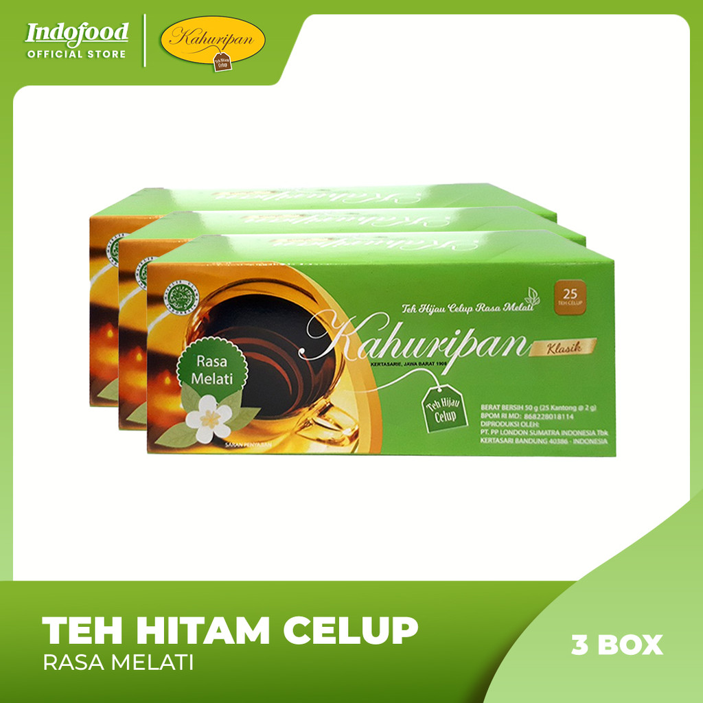 

3 pcs Teh Kahuripan - Teh Hijau Celup rasa Melati (1 kotak isi 25 kantong teh)