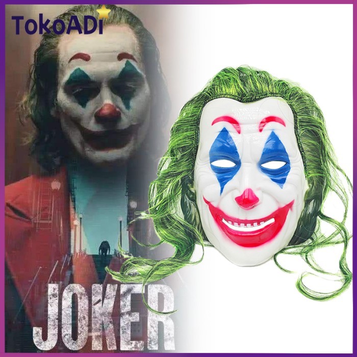 ✔WY.SY✔ - PROMO Topeng Badut Joker Rambut Hijau Plastik untuk Cosplay Halloween Topeng Wanita Topeng